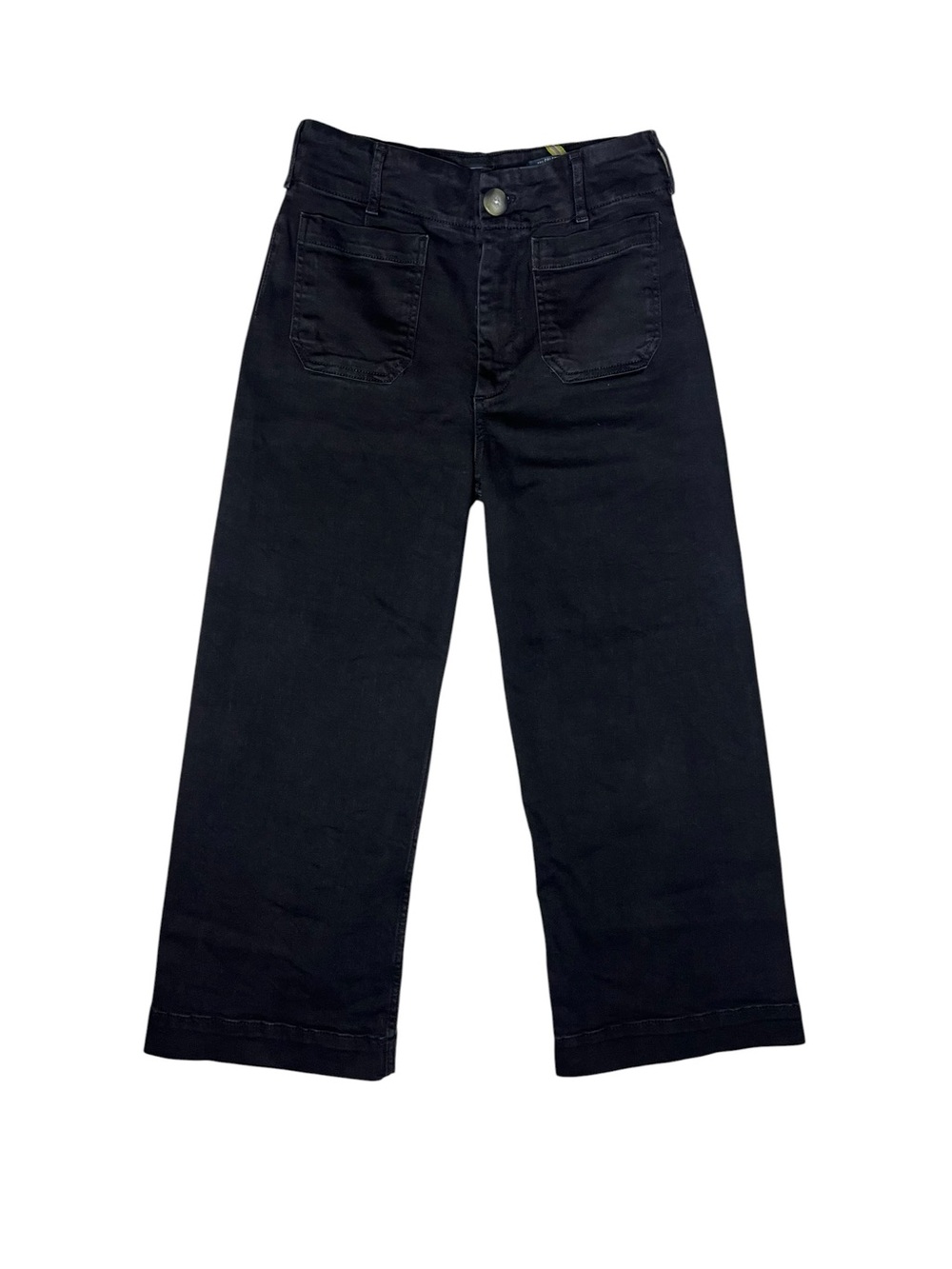 Maeve Anthropologie The Colette Crop Wide Leg Pants Black Size 28 High Rise